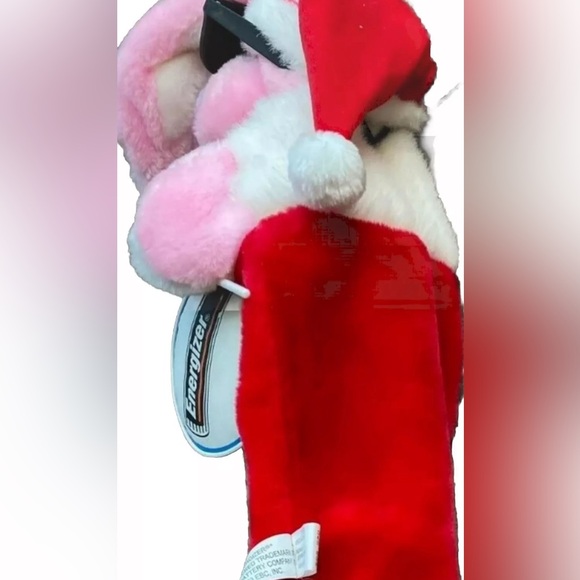VINTAGE 1993 ENERGIZER BATTERY PINK BUNNY PLUSH 27" CHRISTMAS STOCKING W/ DRUM - Picture 4 of 6
